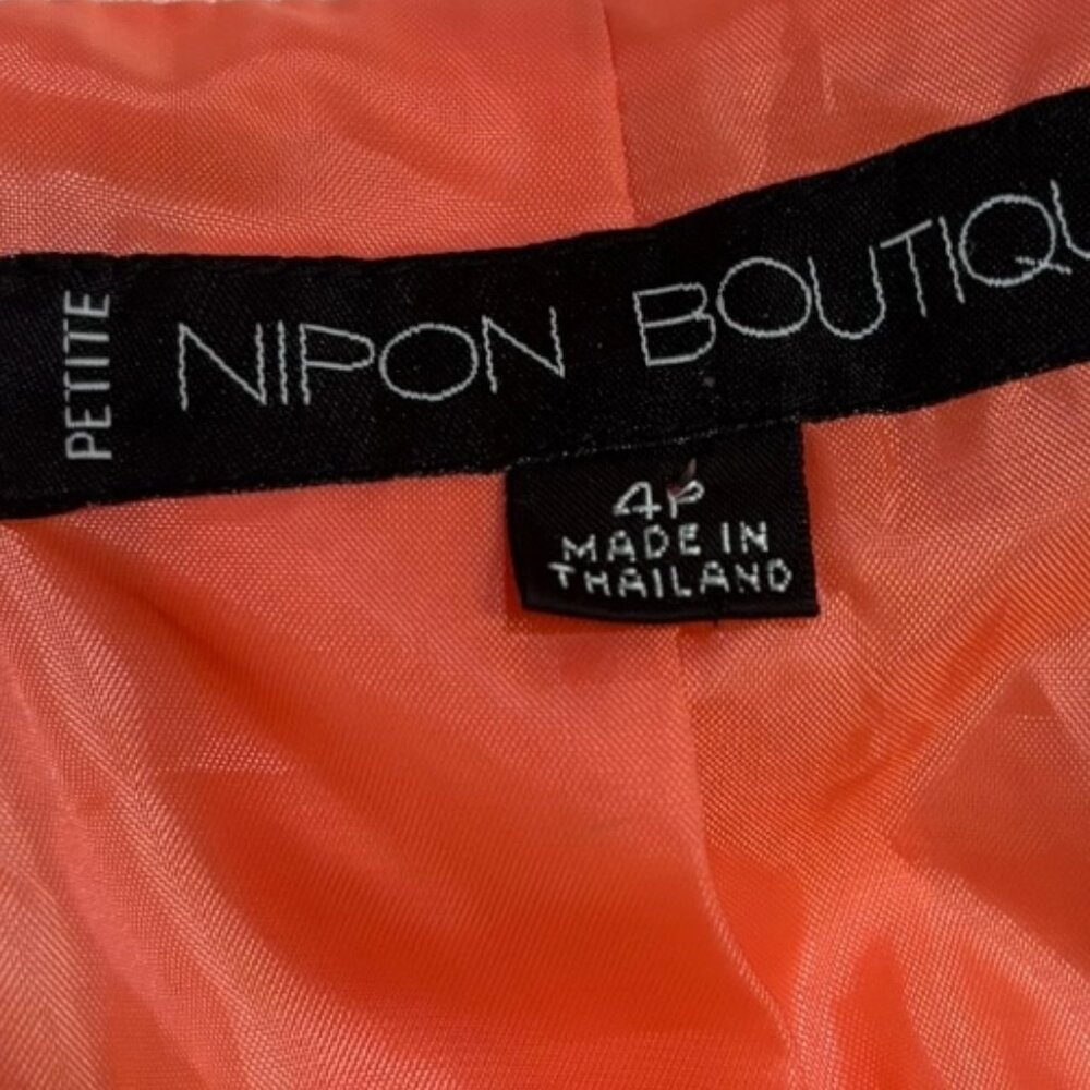 Vintage Albert Nipon Boutique Peach Silk Lined Bow Blazer Jacket - Picture 4 of 9